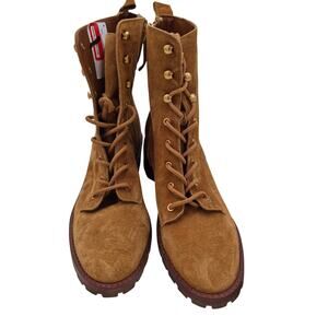 NEW Tory Burch Suede Combat Boots camel chunky lug sole size 9.5